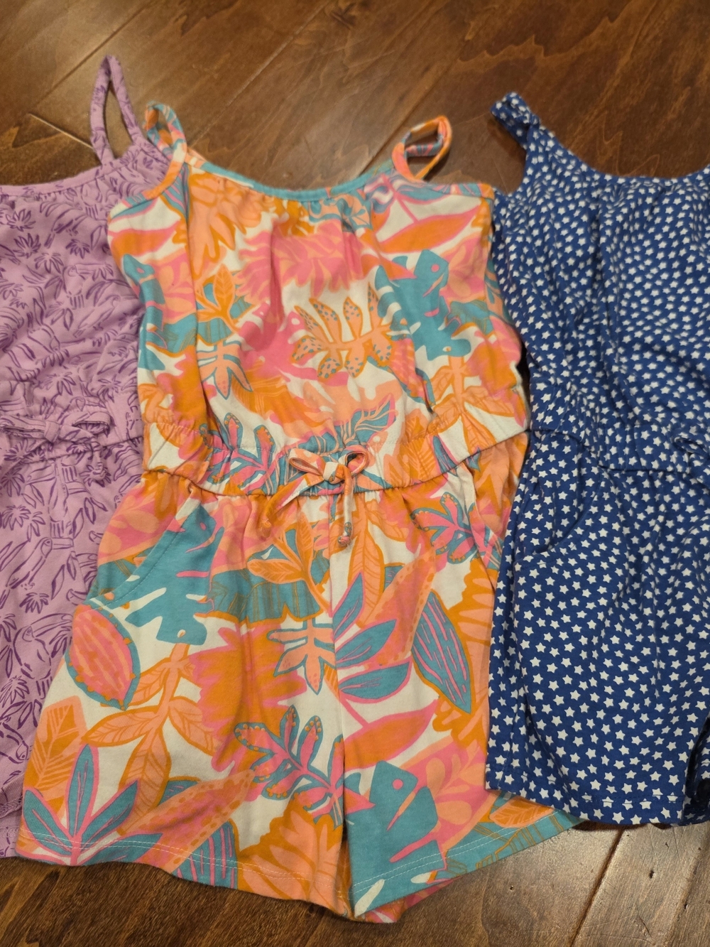 Cat & Jack Tropical Print Sleeveless Romper in Coral, Pink & Teal Medium 8 EUC